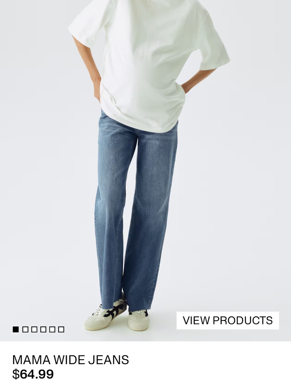 H&M Wide-Leg Maternity Jeans in Mid Blue Wash